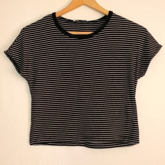 ZARA Striped Soft Crop T Shirt Size Small - Picture 1 of 2